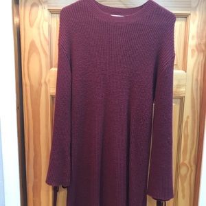 Long Sleeve Maroon Sweater Dress